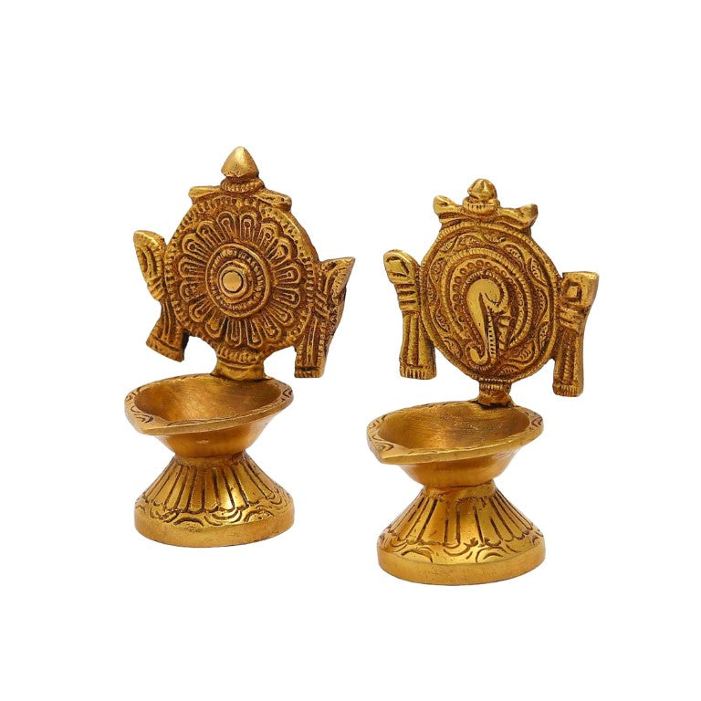 Brass Shanku Chakra Diyas Deepalu/Shank Chakra Diwali Festival Decoration