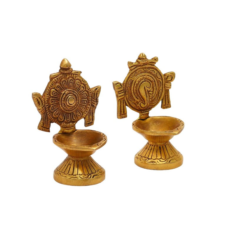 Brass Shanku Chakra Diyas Deepalu/Shank Chakra Diwali Festival Decoration