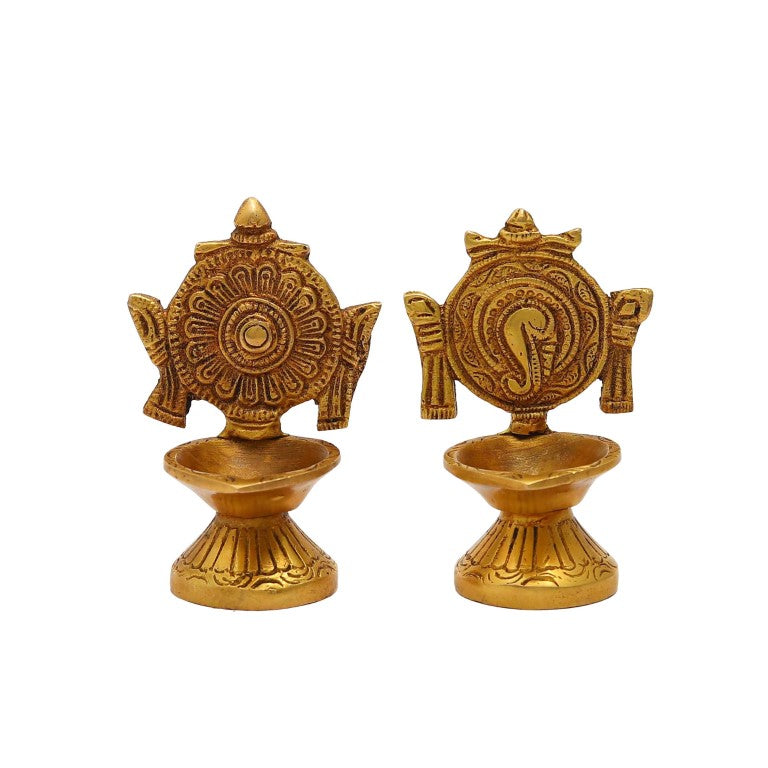 Brass Shanku Chakra Diyas Deepalu/Shank Chakra Diwali Festival Decoration