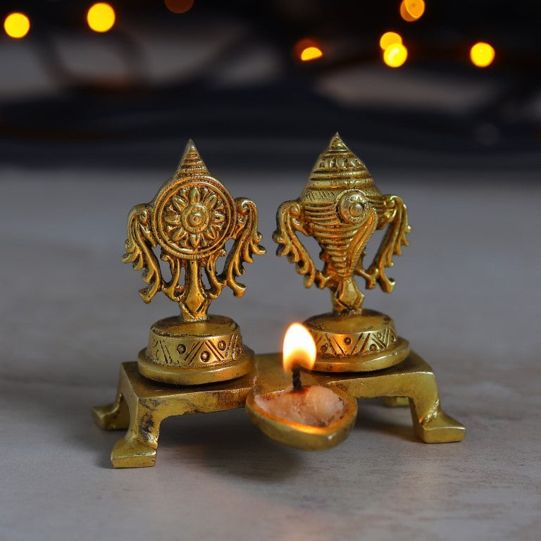 Brass Shanku Chakra Diyas /Shank Chakra Diwali Festival Decoration