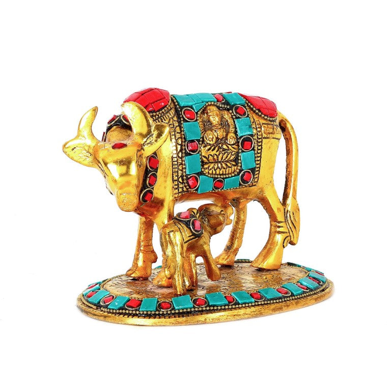 Engraved Cow and Calf Statue