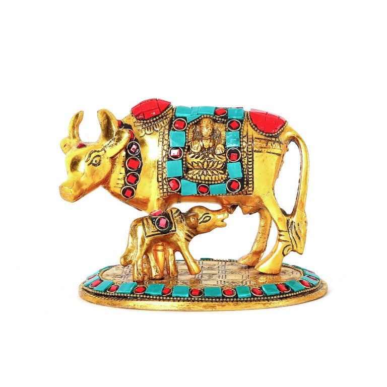 Engraved Cow and Calf Statue