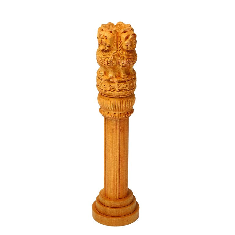 Wooden Ashoka Stambh Desk Ashoka Pillar Ideal for Advocate Tabel Office & Home Decor Showpiece Best for Gifting Purpose