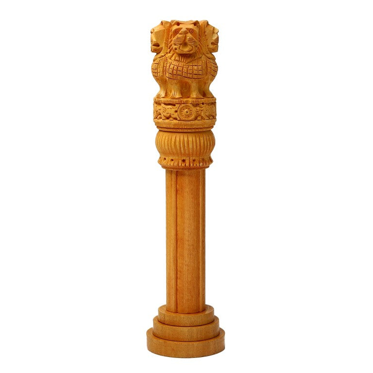 Wooden Ashoka Stambh Desk Ashoka Pillar Ideal for Advocate Tabel Office & Home Decor Showpiece Best for Gifting Purpose