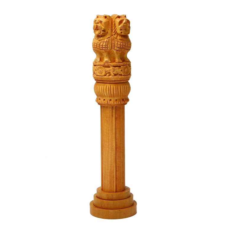 Wooden Ashoka Stambh Desk Ashoka Pillar Ideal for Advocate Tabel Office & Home Decor Showpiece Best for Gifting Purpose