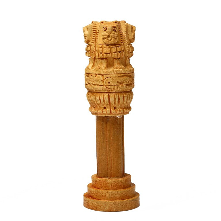 Wooden Ashoka Stambh Desk Ashoka Pillar Ideal for Advocate Tabel Office & Home Decor Showpiece Best for Gifting Purpose