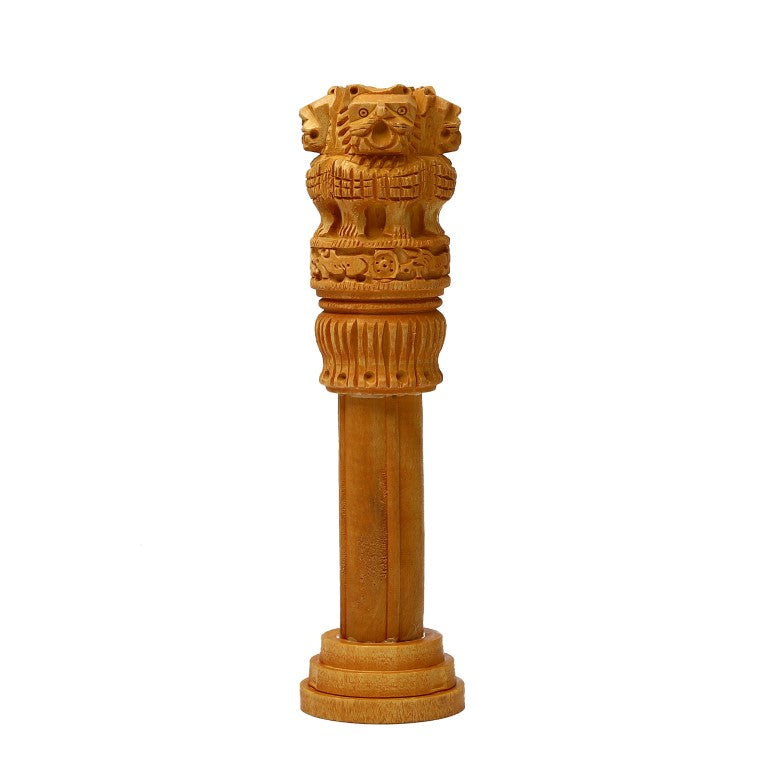 Wooden Ashoka Stambh Desk Ashoka Pillar Ideal for Advocate Tabel Office & Home Decor Showpiece Best for Gifting Purpose