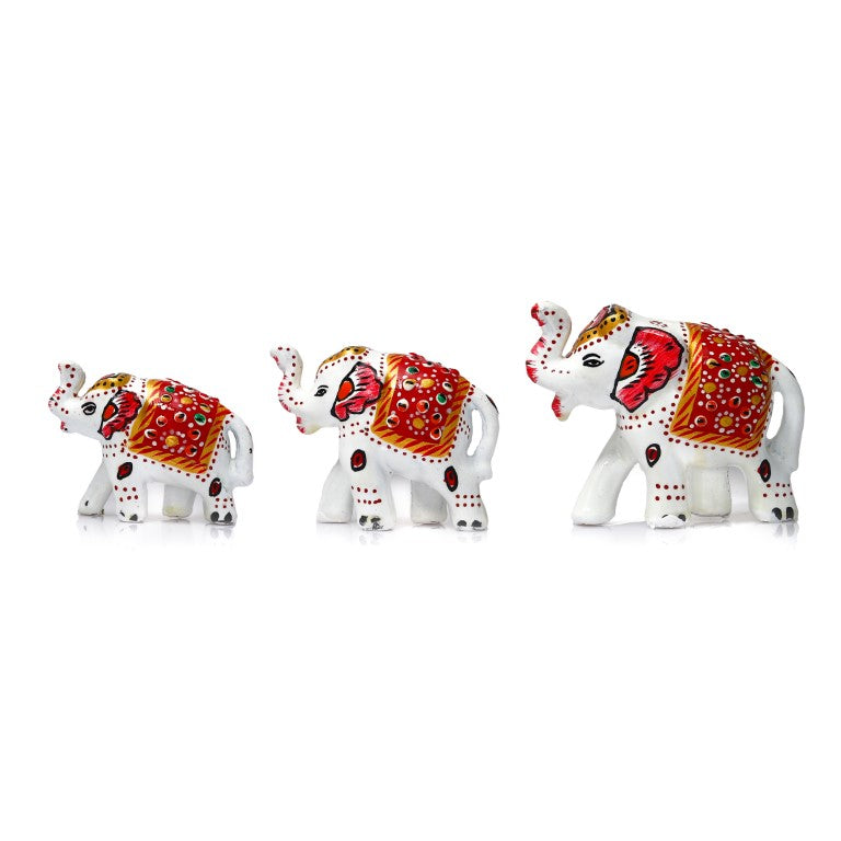 Paper Mache Handcrafted Elephant Showpiece for Enhance Home Decor - White