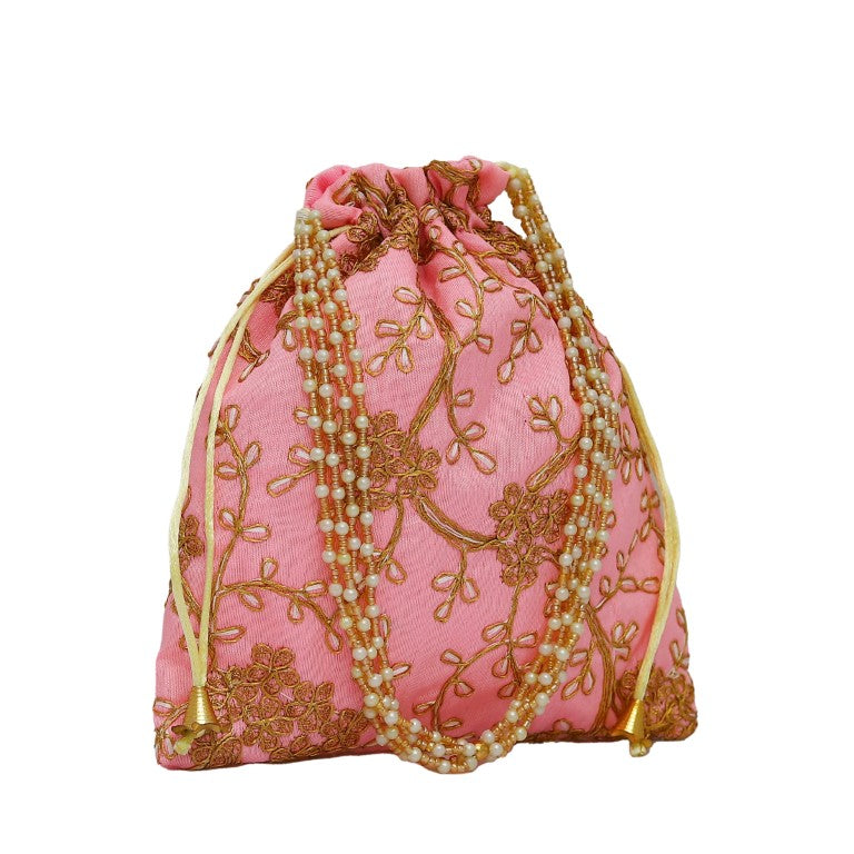 Women's Polti Bag with Pearl Handle and Tassel (Pink )