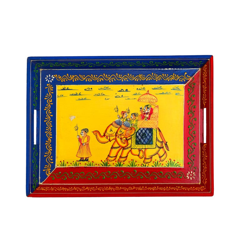 Ambabari Printed Wooden Tray Set of 3