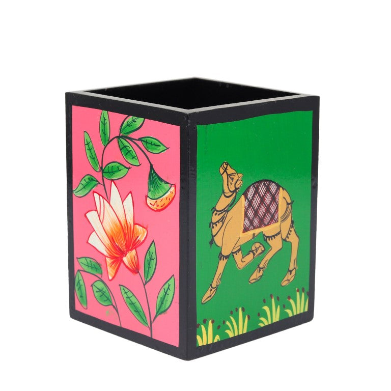 Camel Printed Wooden Pen Holder