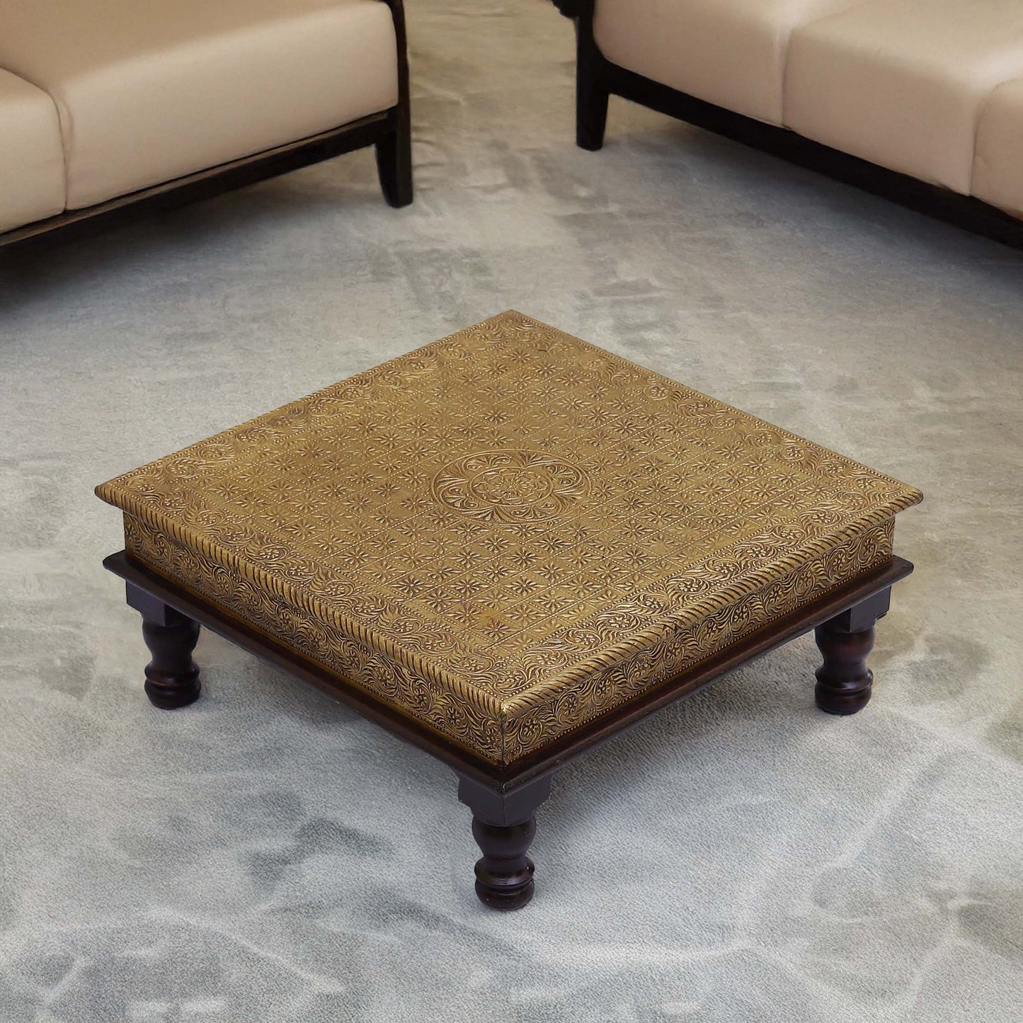 Royal Ritual Wooden Brass Chowki