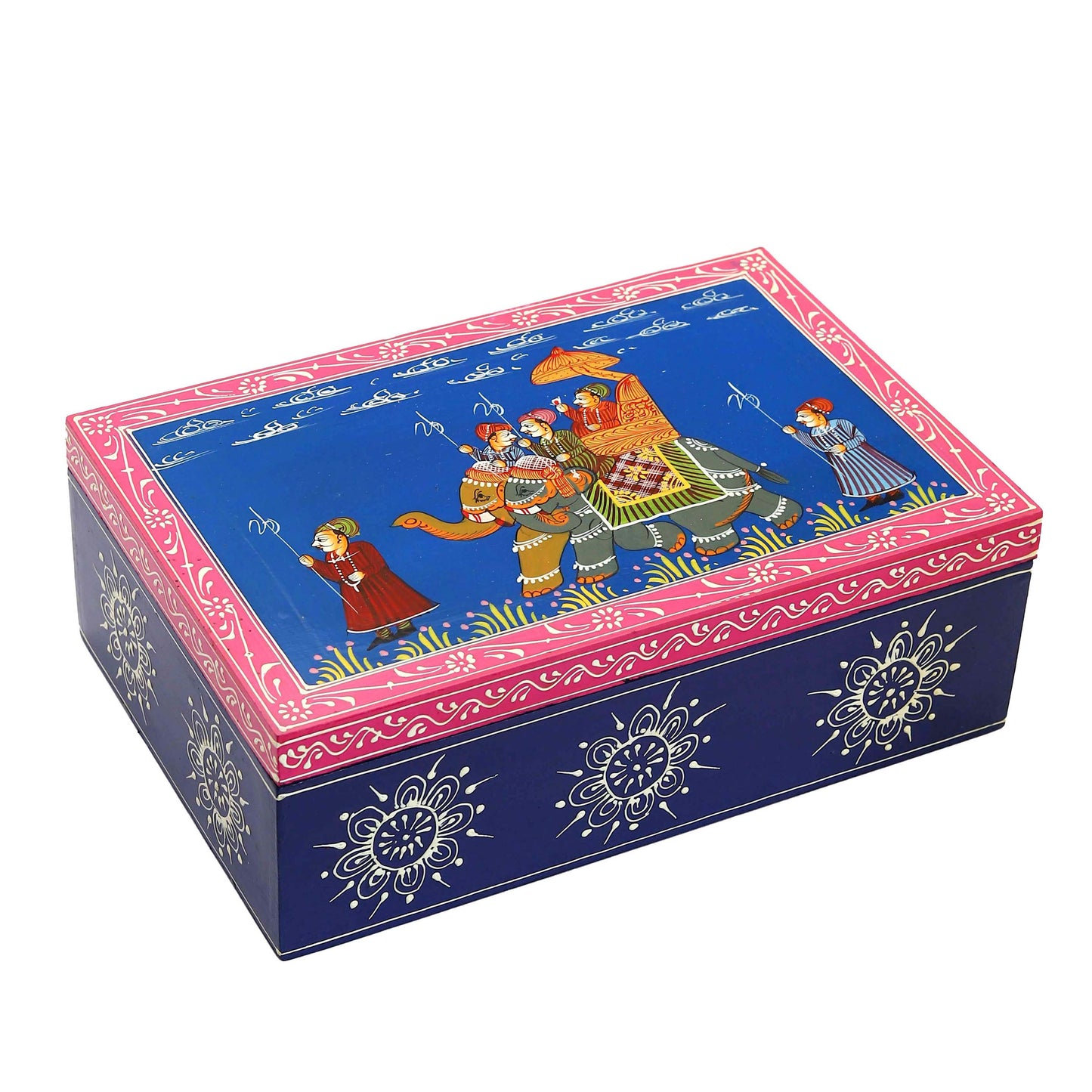 Royal Blue Elephant Wooden Jewellery Box