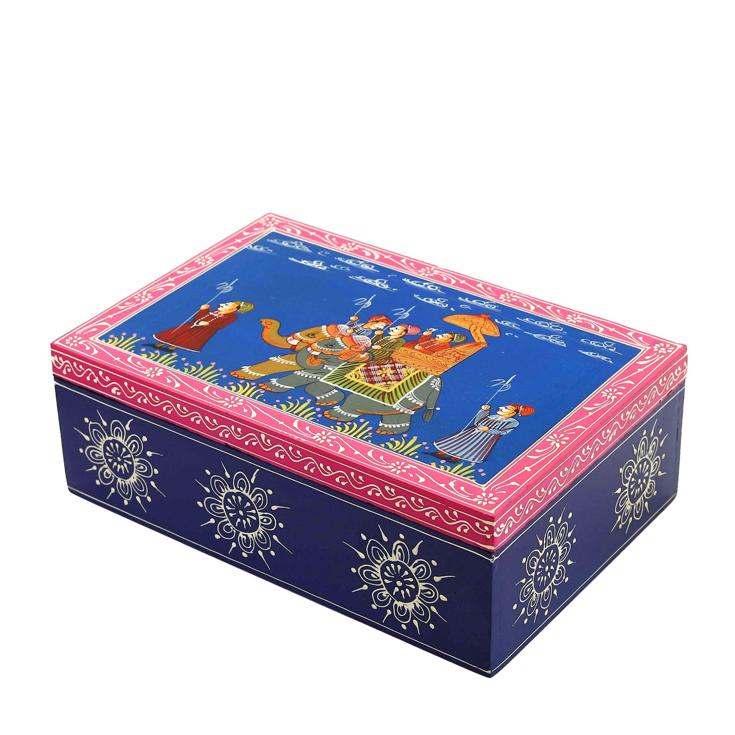 Royal Blue Elephant Wooden Jewellery Box