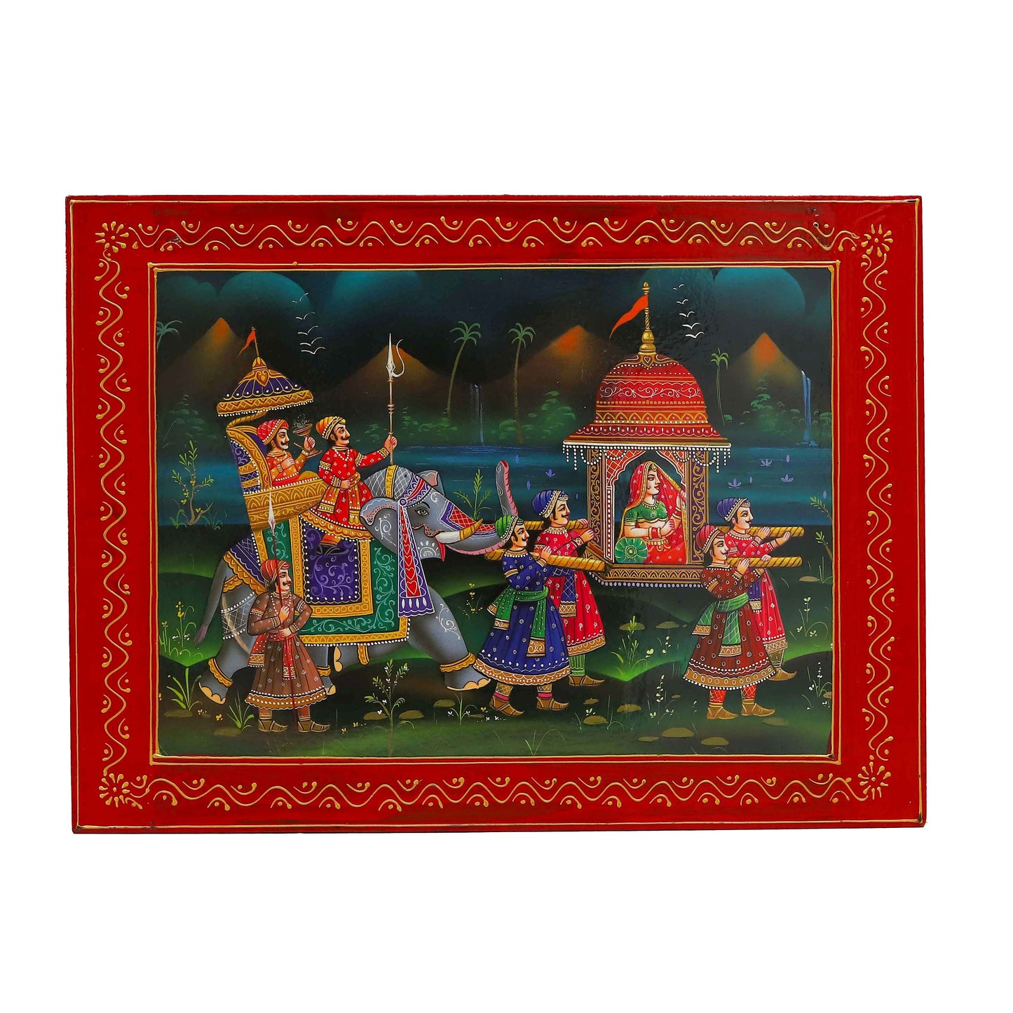 Handpainted Maharaja Wedding Procession Wall Decor Painting