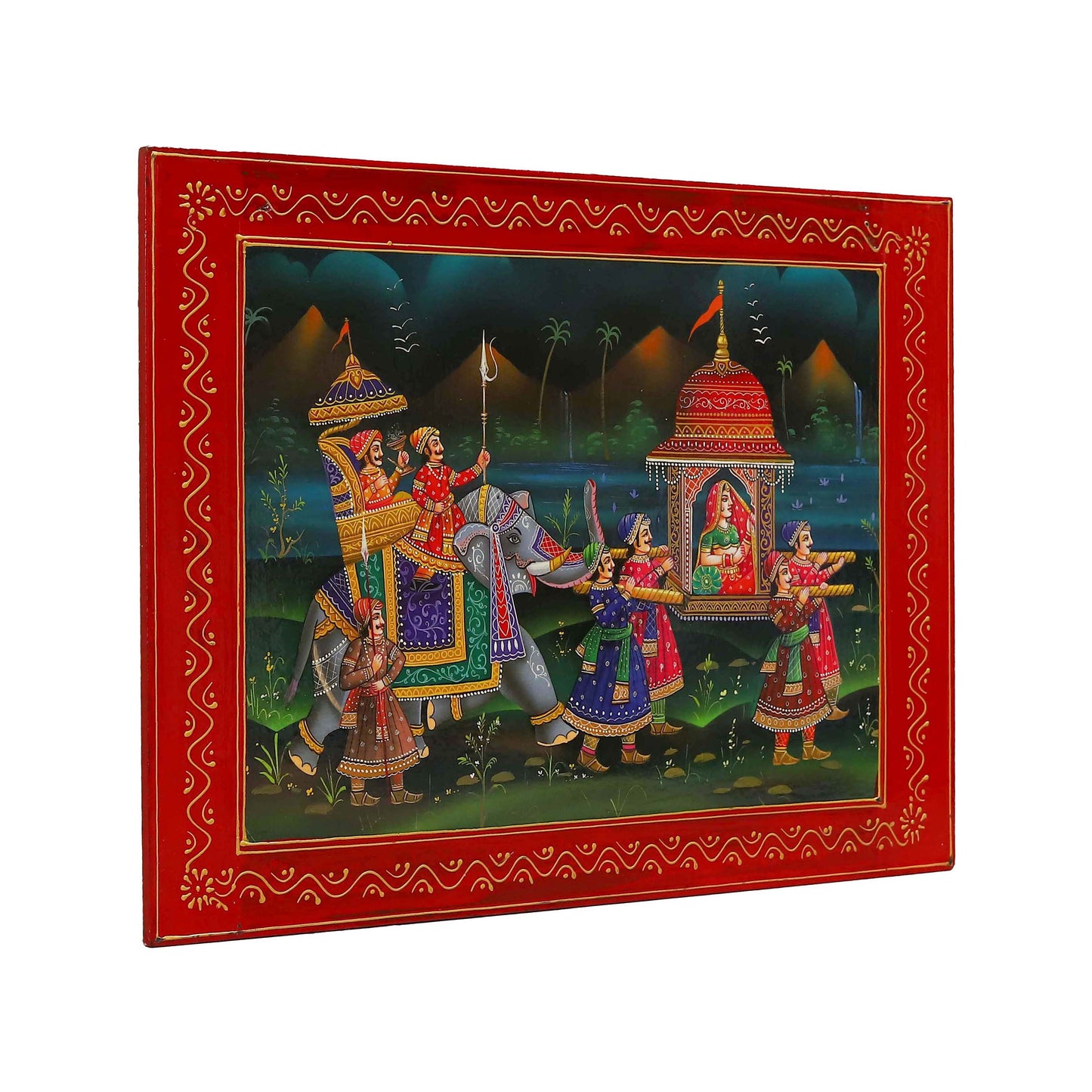 Handpainted Maharaja Wedding Procession Wall Decor Painting