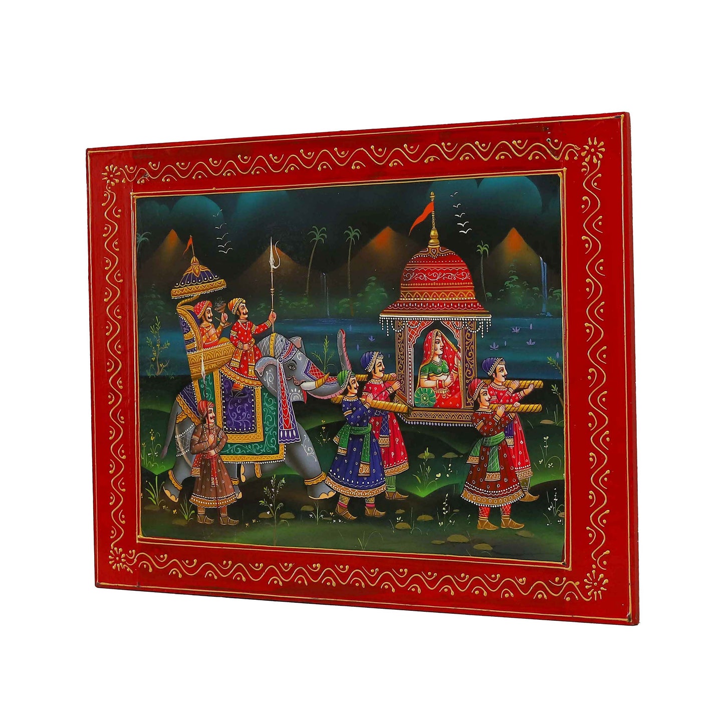 Handpainted Maharaja Wedding Procession Wall Decor Painting