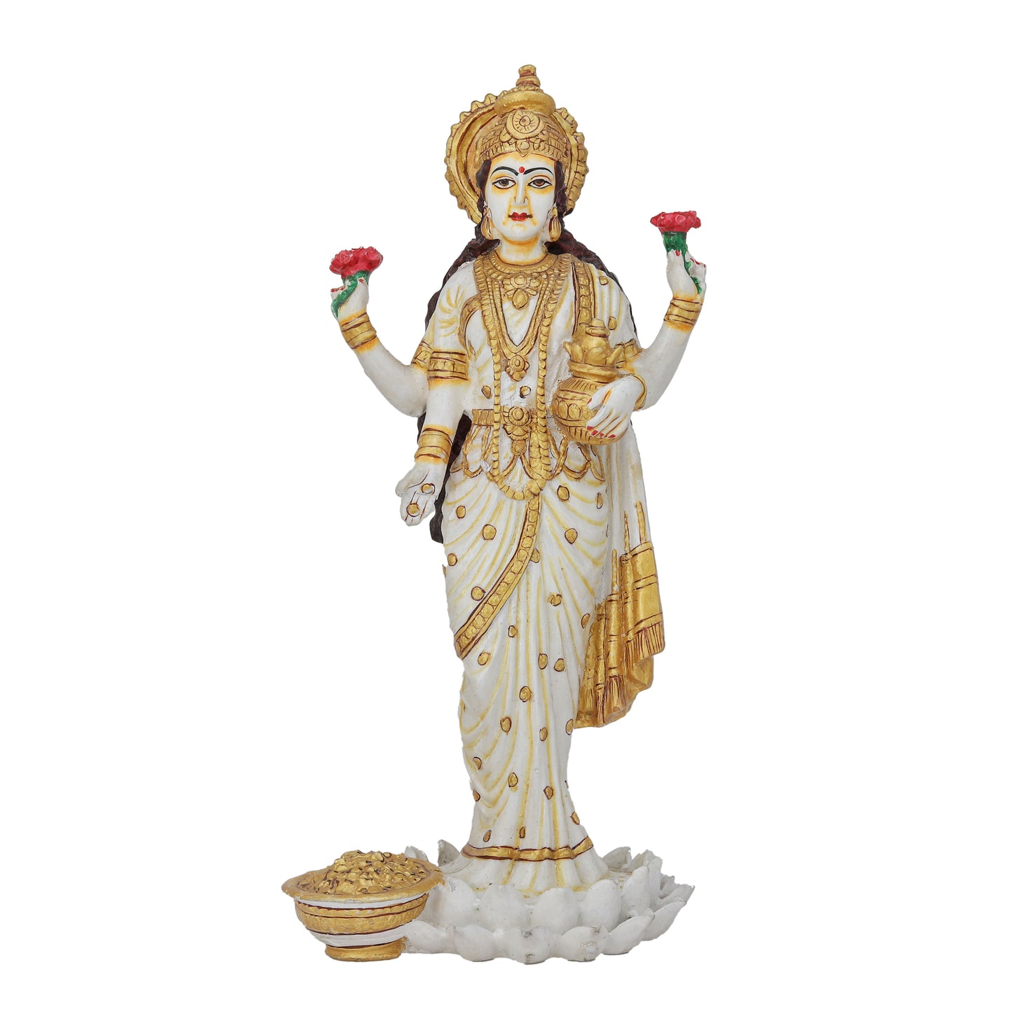 Resin Lakshmi Idol Sculpture Goddess of Wealth & Prosperity | Ideal for Home, Office & Gifting