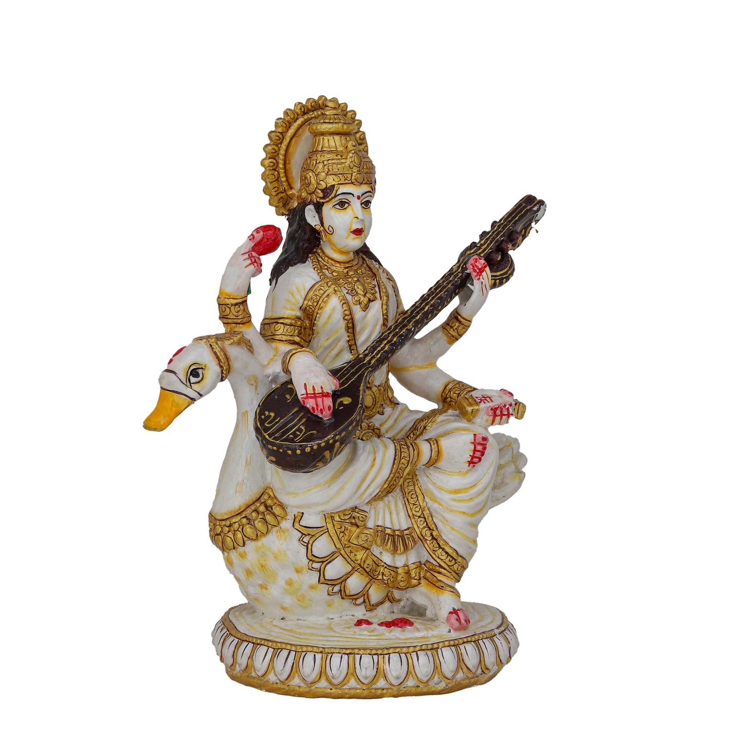 Resin Saraswati Idol Sculpture Elegant Goddess of Wisdom | Home Temple, Office & Gift Décor