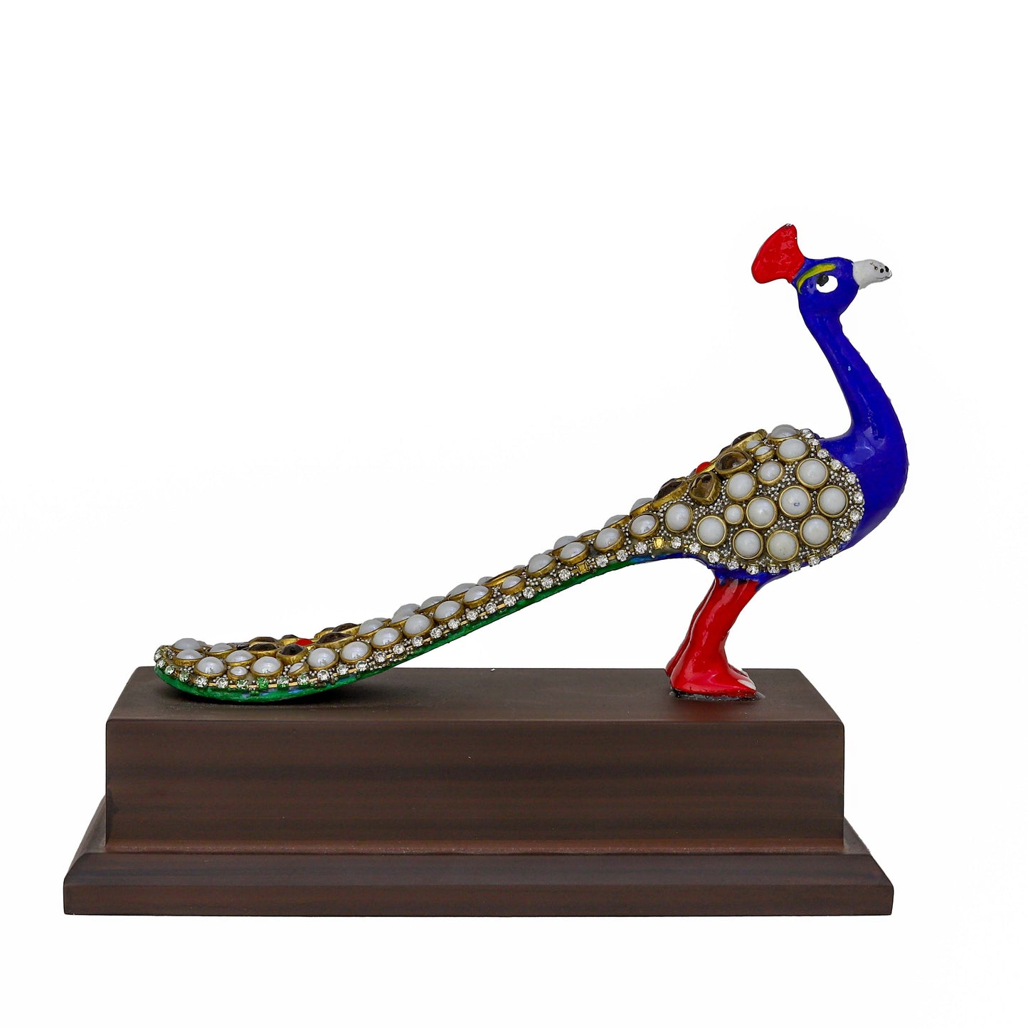 Metal Stone Work Peacock Statue – Decorative Showpiece for Home, Office & Living Room