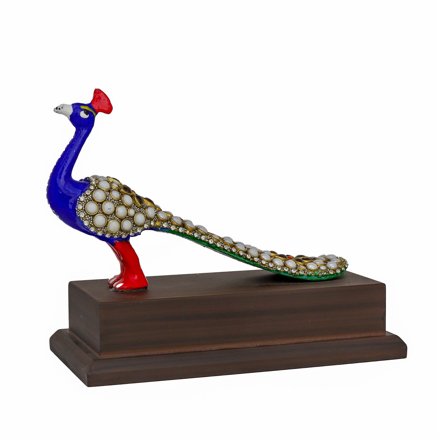 Metal Stone Work Peacock Statue – Decorative Showpiece for Home, Office & Living Room