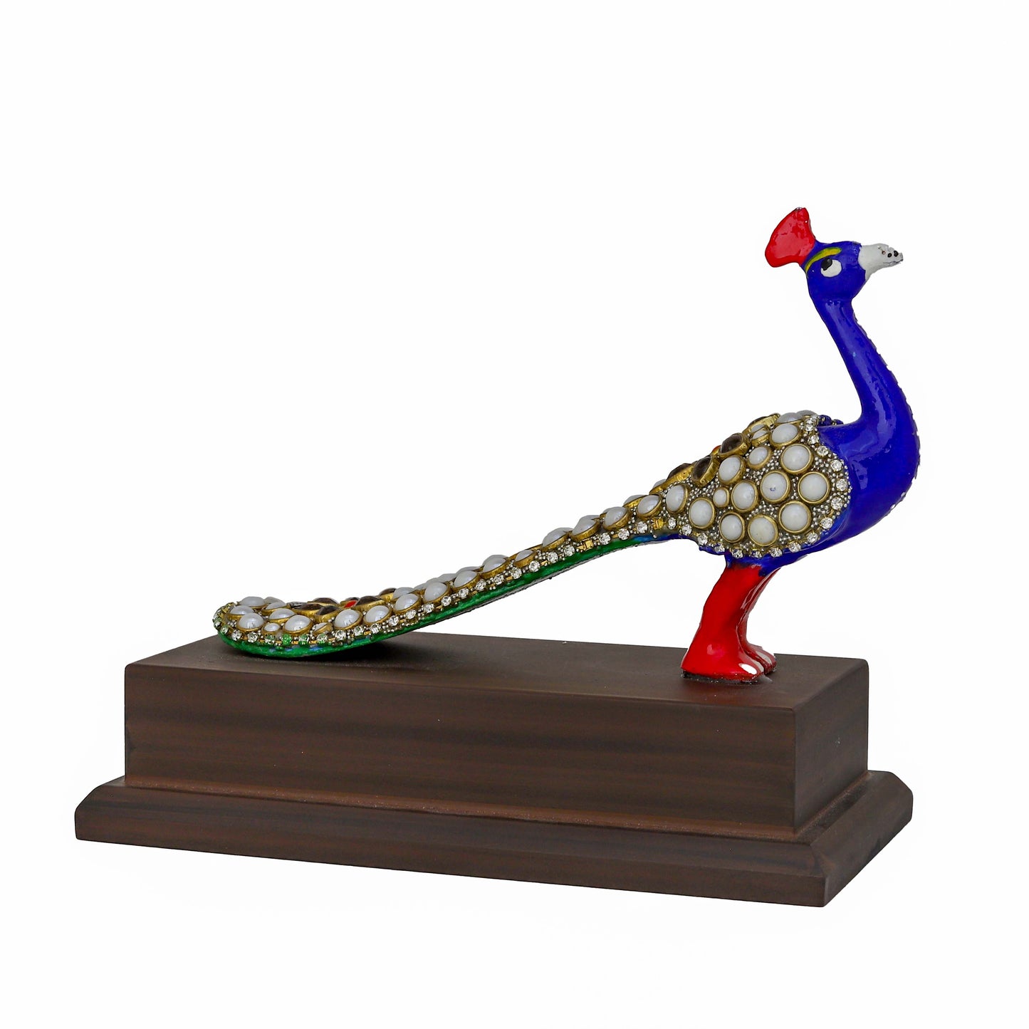 Metal Stone Work Peacock Statue – Decorative Showpiece for Home, Office & Living Room