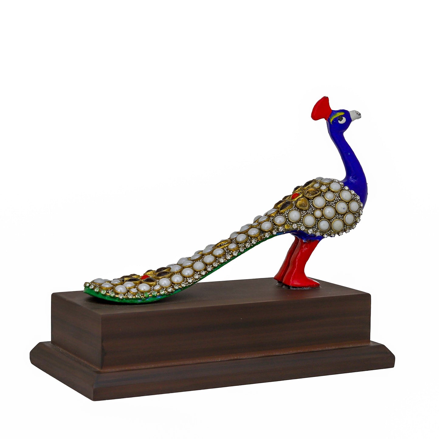 Metal Stone Work Peacock Statue – Decorative Showpiece for Home, Office & Living Room