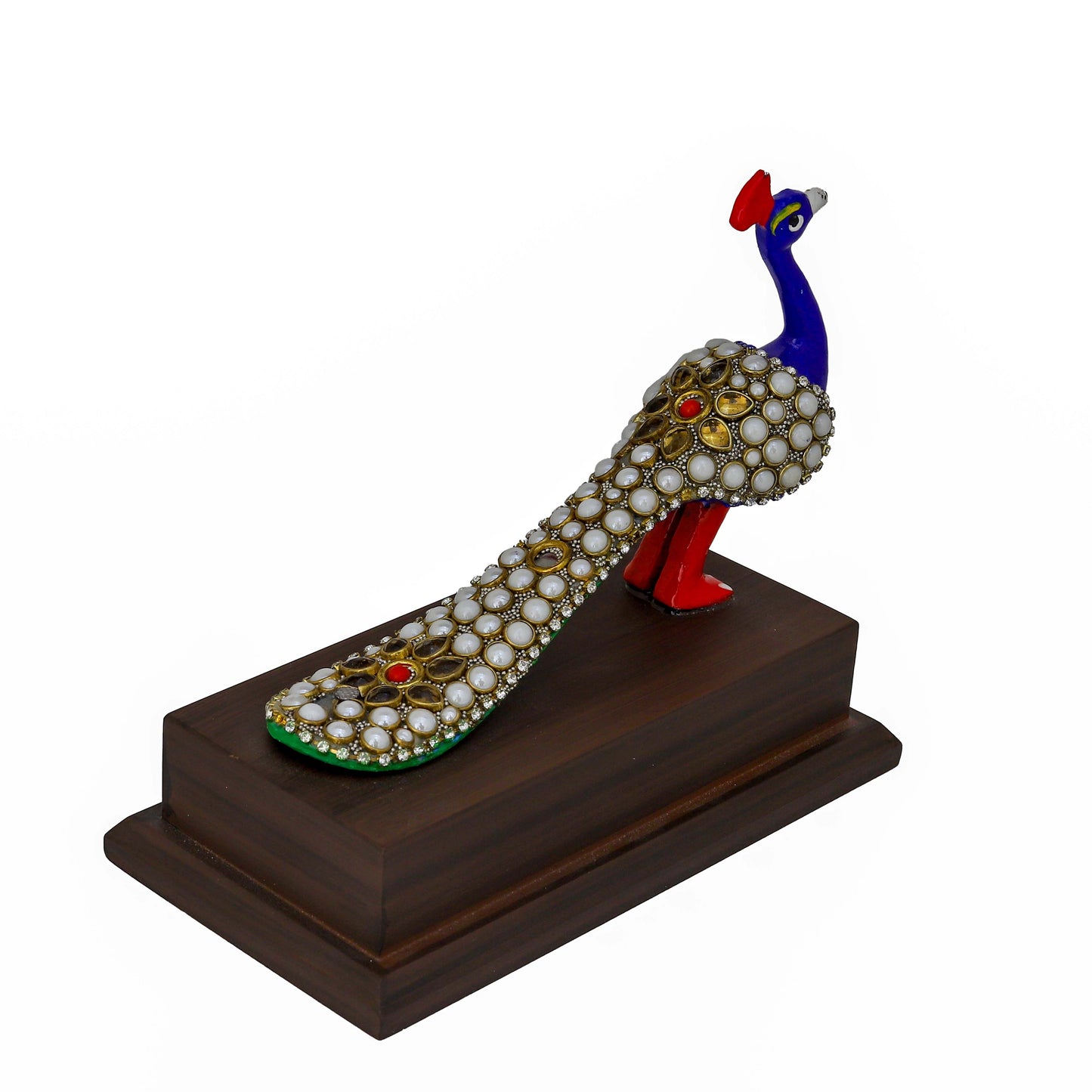 Metal Stone Work Peacock Statue – Decorative Showpiece for Home, Office & Living Room