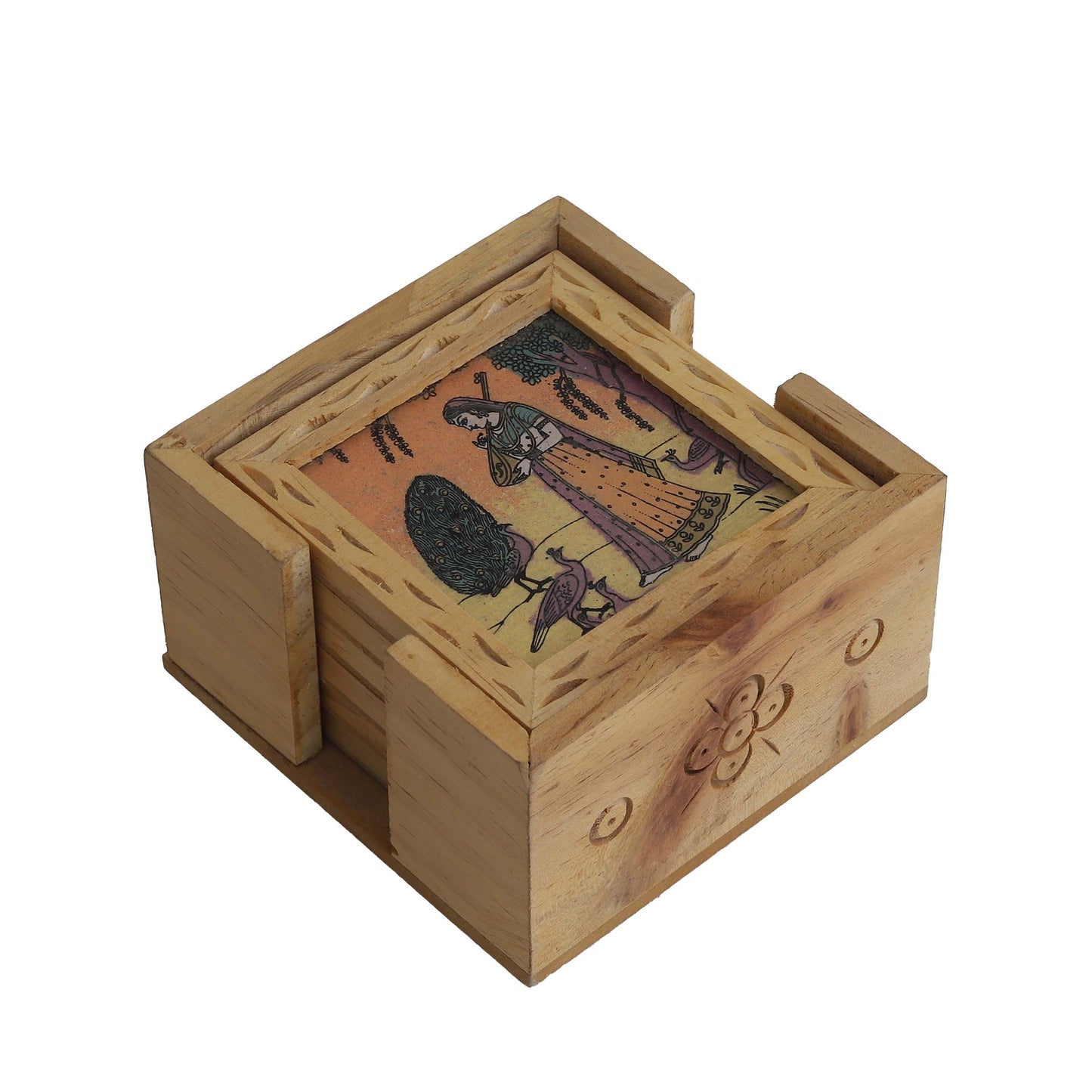 Wooden Gemstone Tea Coasters – Set of 6 Handcrafted Elegance for Your Table