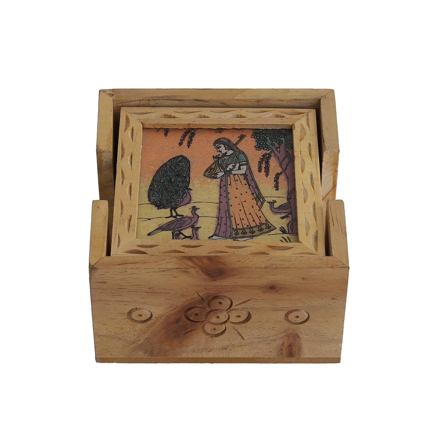 Wooden Gemstone Tea Coasters – Set of 6 Handcrafted Elegance for Your Table
