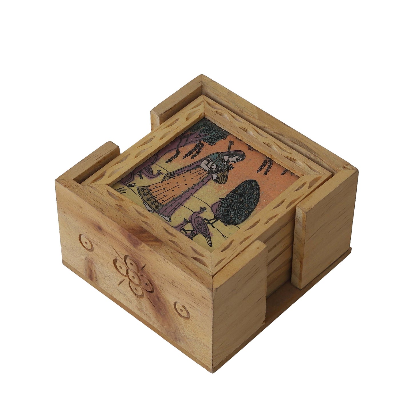 Wooden Gemstone Tea Coasters – Set of 6 Handcrafted Elegance for Your Table