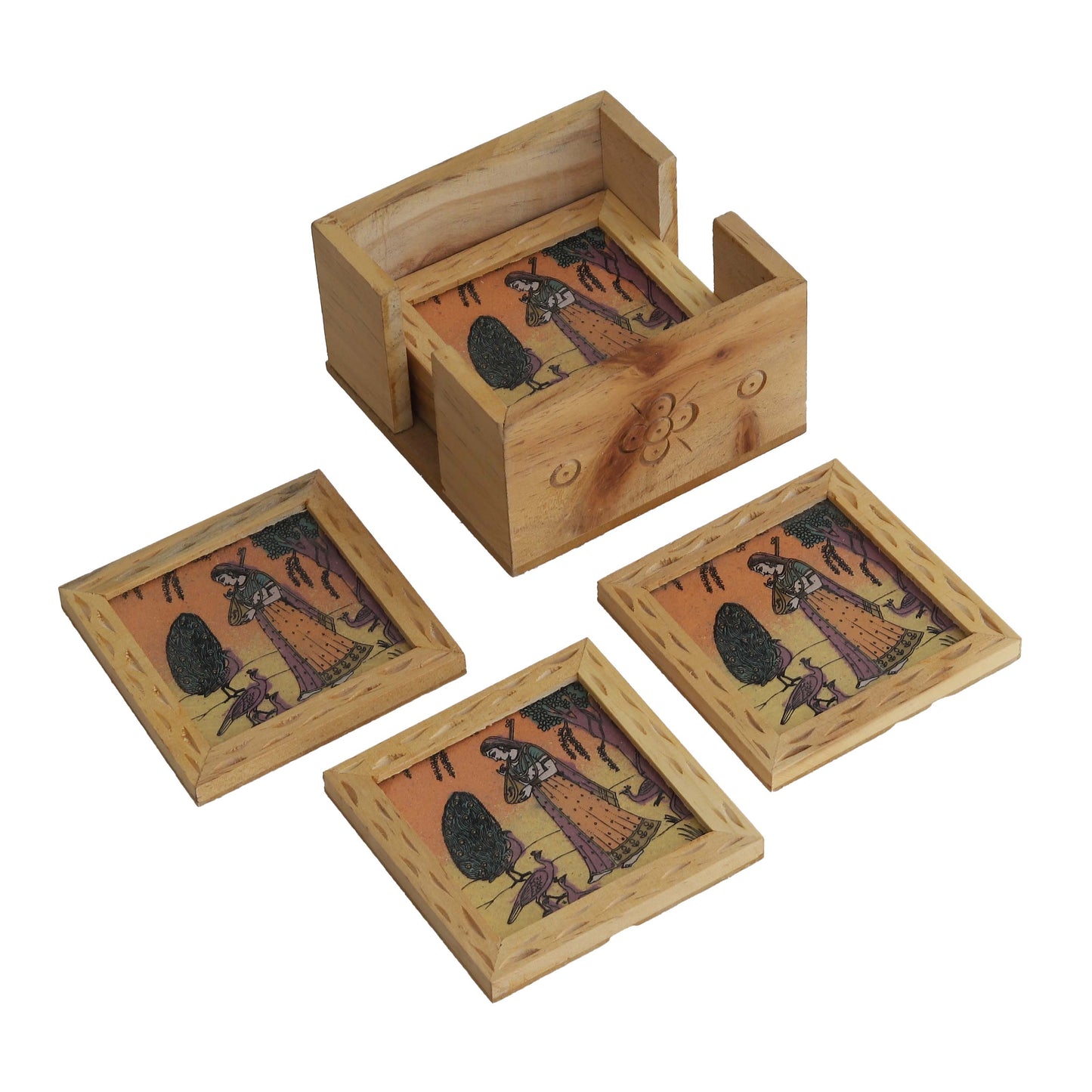 Wooden Gemstone Tea Coasters – Set of 6 Handcrafted Elegance for Your Table