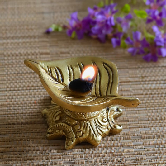 Brass Leaf Diya