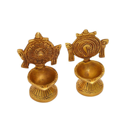 Brass Shanku Chakra Diyas Deepalu/Shank Chakra  Diwali Festival Decoration