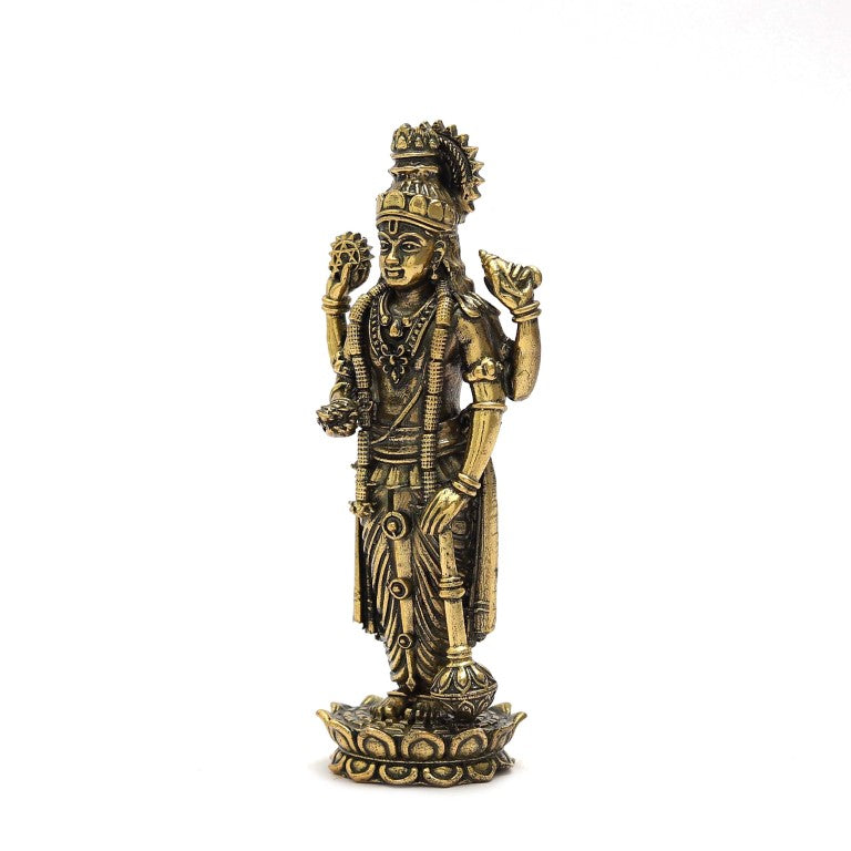 Brass Lord Vishnu Idol For puja / Laxmi Narayan Statue