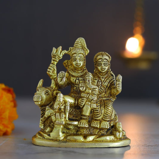 Brass Shiva Pariwar - Shiva Family | Shiva Bholenath Shankar Parvati Ganesh Nandi Family Shiv Parivar Murti Shivparivar Idol