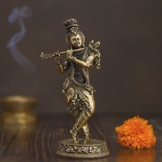 Brass Krishna Murti Idol Statue