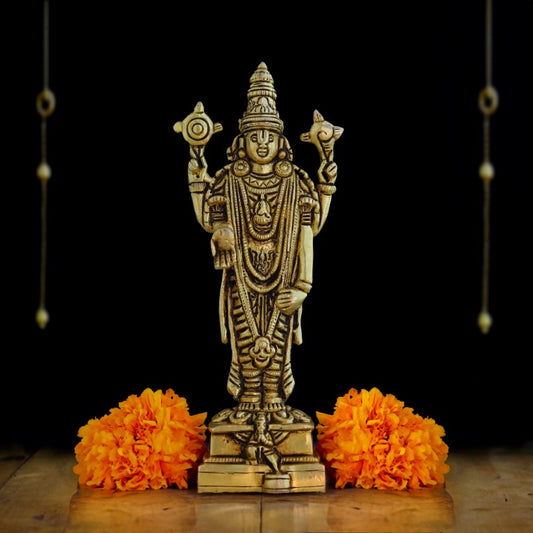 Brass Balaji Statue, Venkateswara Idol Lord Thirupathi Murti Lord Balaji Idols, Tirupati Idol God Statue Showpiece, Venkateswara, Home Décor