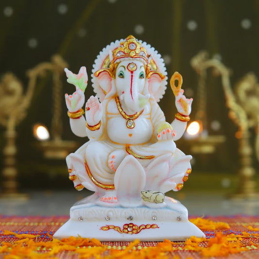 Marble Dust Ganesh Idol | Vinayaka Statue | Ganpati Murti | Ganesha Idol for Home Decor