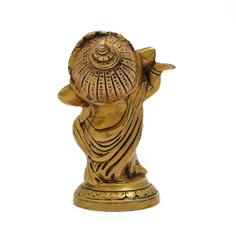 Brass Music Ganesh Idol Baby Ganesh Playing Flute In Standing Poistion Murti Ganesha Figurine Vinayak Sculpture for Home Entrance Ganesh Chaturthi Bal Ganesh Murti Bansuri Ganesh Statue