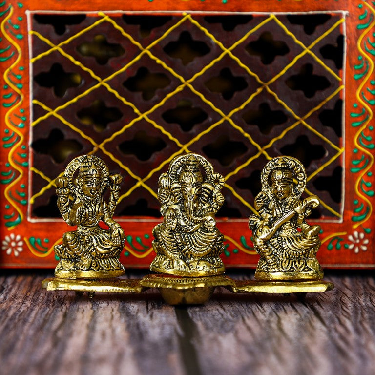 Sitting Laxmi Ganesh Saraswati Diya