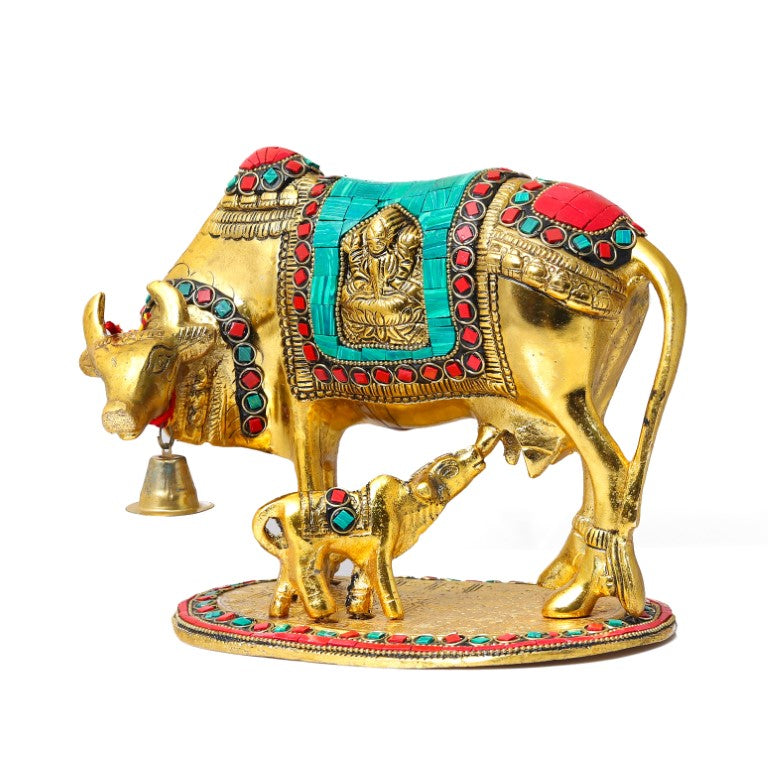 Azure Cow and Calf Statue