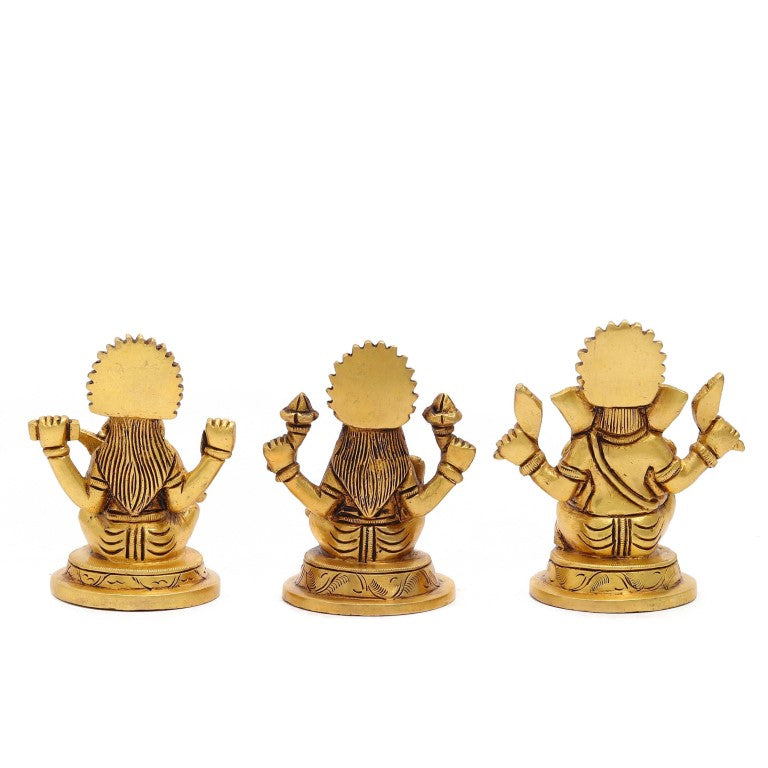 Brass Laxmi Ganesha Saraswati Murti Idol Puja Gift Home Décor