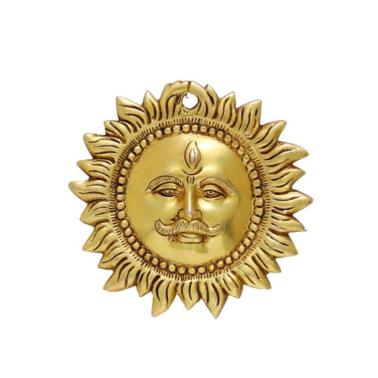 Surya Dev Brass Wall Hanging Sun Face Statue Puja Vastu Figurine Surya for Positivity for Home Enterance and Office Decor,