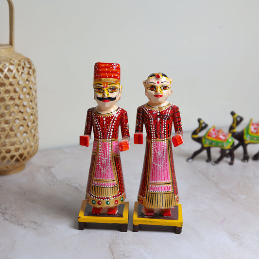 Wooden Isar Gangaur Idols for Pooja-(9 Inch)