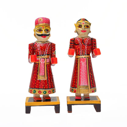 Wooden Isar Gangaur Idols for Pooja-(6 Inch)