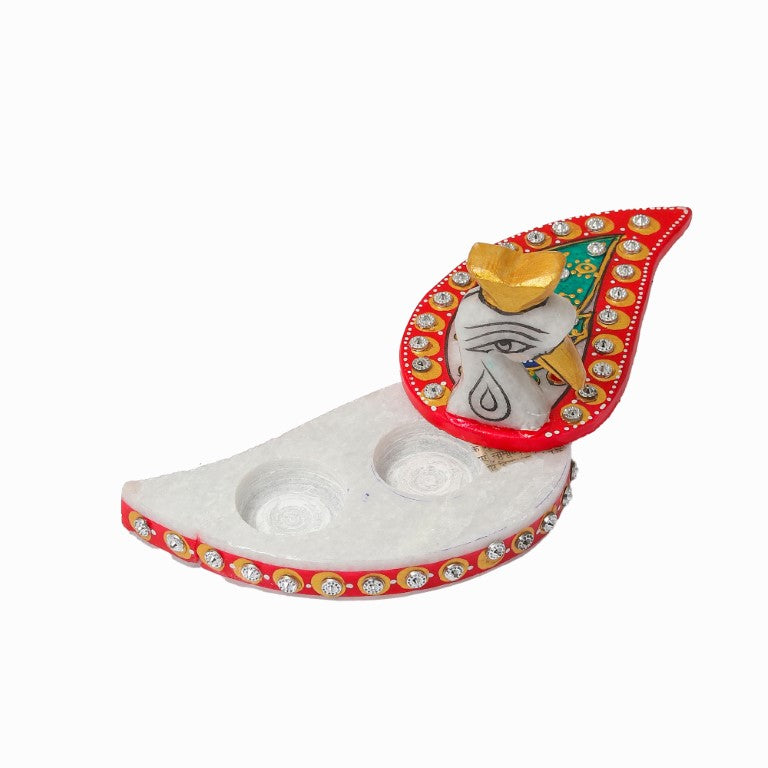 Handmade Peacock Shape Marble Roli/sindoor/kumkum Box/Roli Chawal Chopra