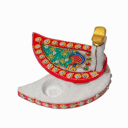 Handmade Peacock Shape Marble Roli/sindoor/kumkum Box/Roli Chawal Chopra