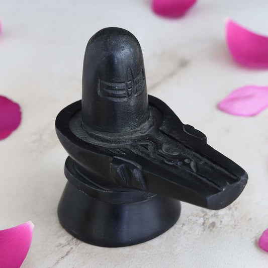 iklauti creation Black Marble Shiva Lingam || Shivling Black Shaligarm Murti for Temple,