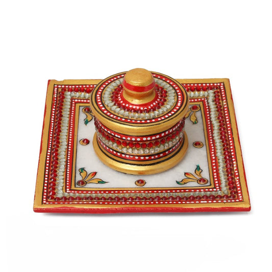 Meenakari Work Marble Dry fruit Box and Tray